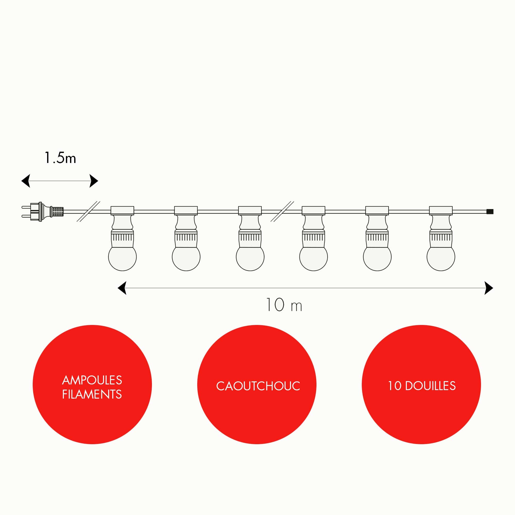 Guirlande guinguette B22 filament